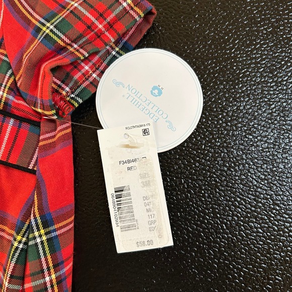 Edgehill Collection Plaid Romper Black Collar Buttons Holiday Red Baby 3M NWT - Picture 3 of 11
